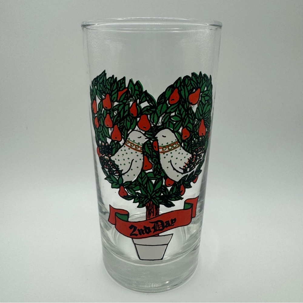 Vintage 12 Days Of Christmas Drinking Glass Tumbler 2nd Day By Indiana Glass